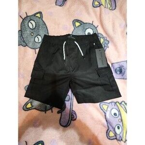 Steve's Jeans Boys Black Cargo Shorts Drawstring Waistband NWT Size 5